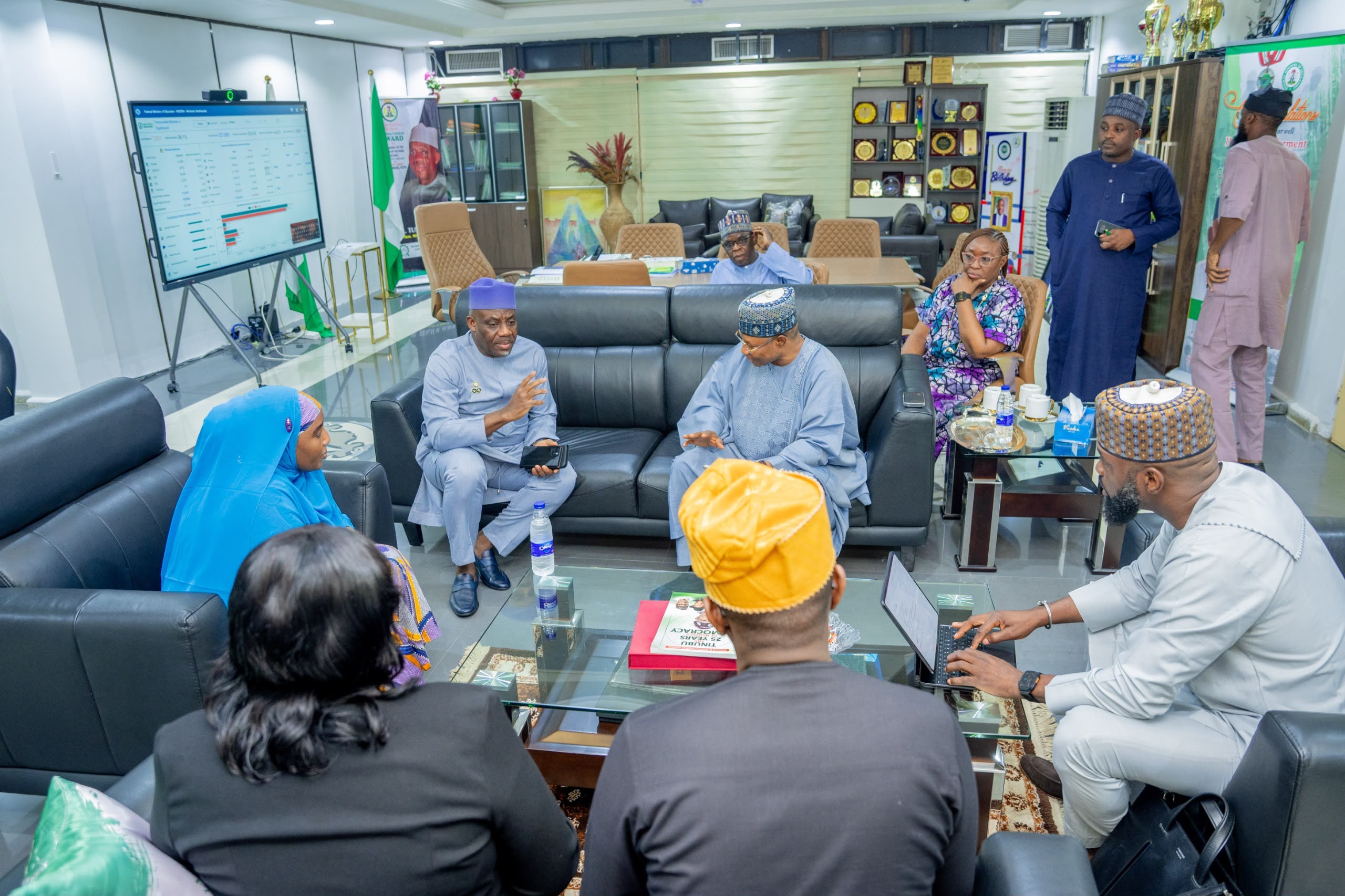Minister of Education, Dr. Olatunji Alausa, during a meeting with Kaduna State Governor, Uba Sani, in Abuja.