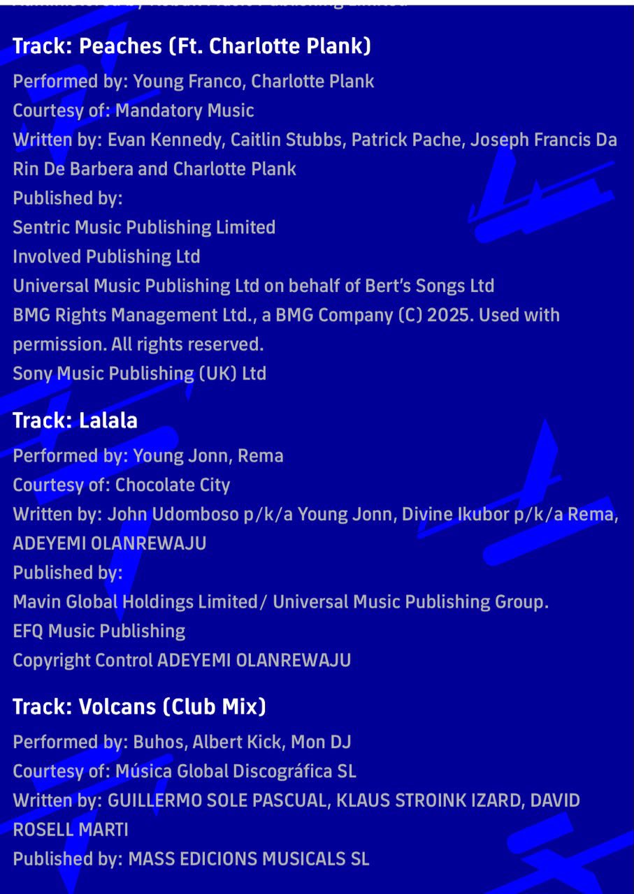 eFootball 2027 soundtrack list