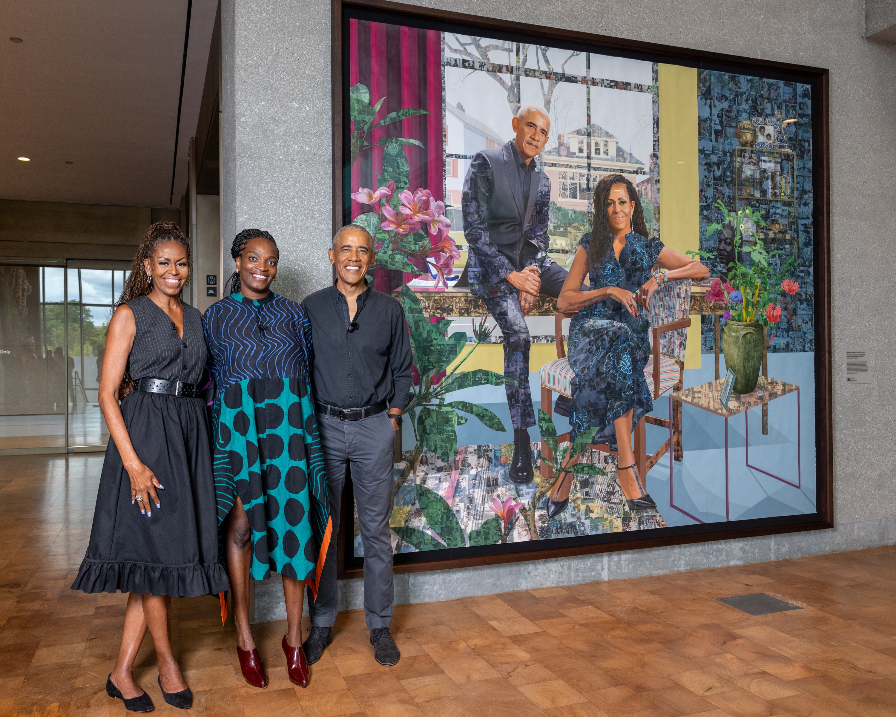 Barack and Michelle Obama Unveil First Official Joint Portrait by Nigerian Artist Njideka Akunyili Crosby 
