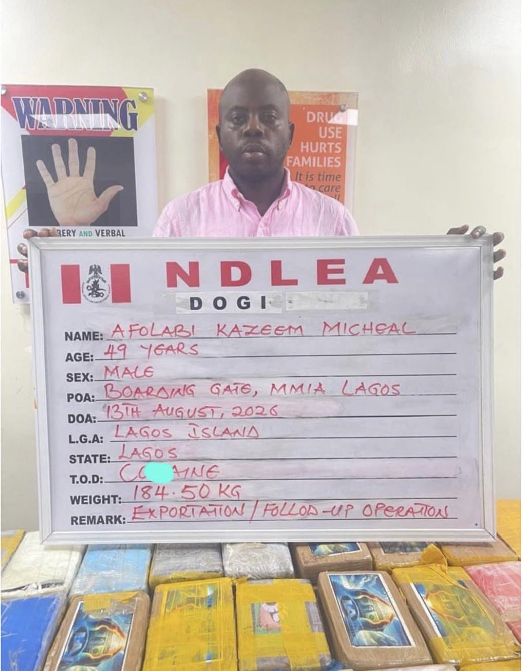 NDLEA busts cocaine cartel, arrests social media influencer KC Luxury in Lagos